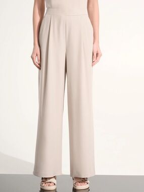 NWT Joseph Ribkoff Wide-Leg High-Waist Pants in Light Beige